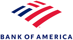 Bank of America logo with a modern building in the background.